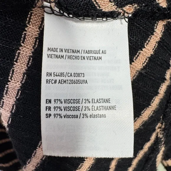 American Eagle Dress Womens Small Soft &‎ Stretchy Black Tan Striped Turtleneck - Picture 3 of 5